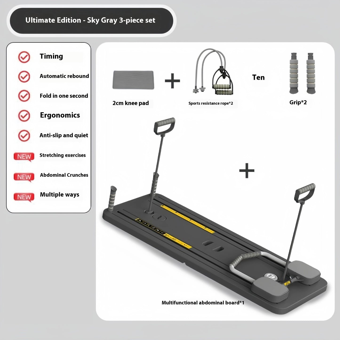 Transform Your Home Workouts with the Ultimate Multi-Functional Fitness Board & Automatic Rebound Ab Wheel for Effective Weight Loss!